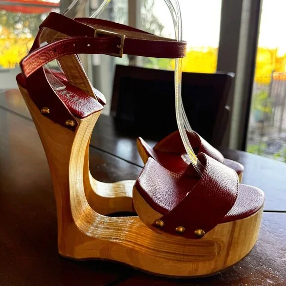 【ViVi掲載】PLATFORM WOOD サンダル 厚底サンダル ウエッジソール 韓国風 : VIVISHOW - 通販 - Yahoo